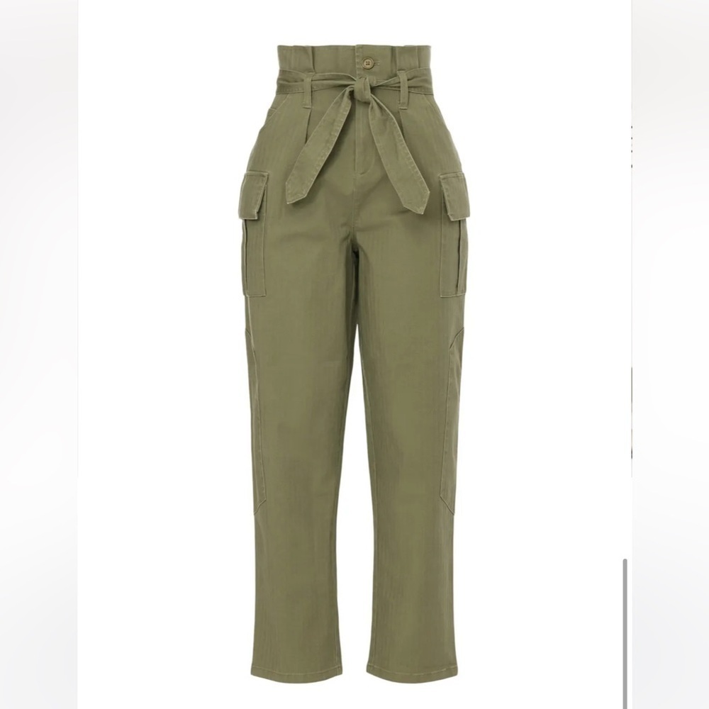 Marissa Webb Collective Pants Size 6 Green Balloon Paper-bag Waist Utility Ankle - Picture 10 of 10